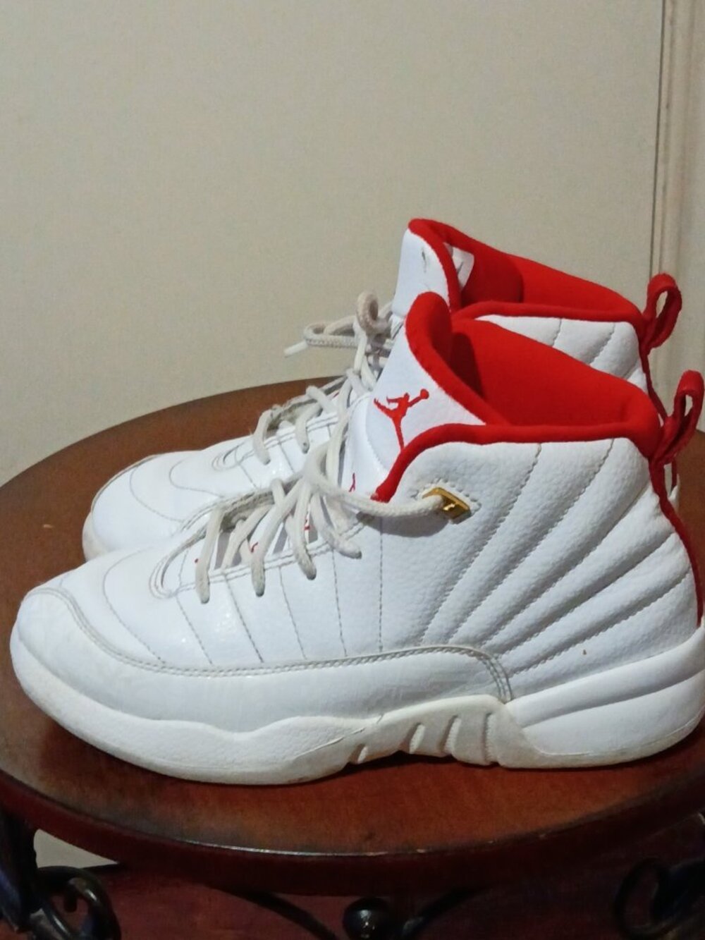 Nike Air Jordan Retro 12 XII Fiba White Red 151186-107 Pre School Unisex 2.5Y - Picture 9 of 14